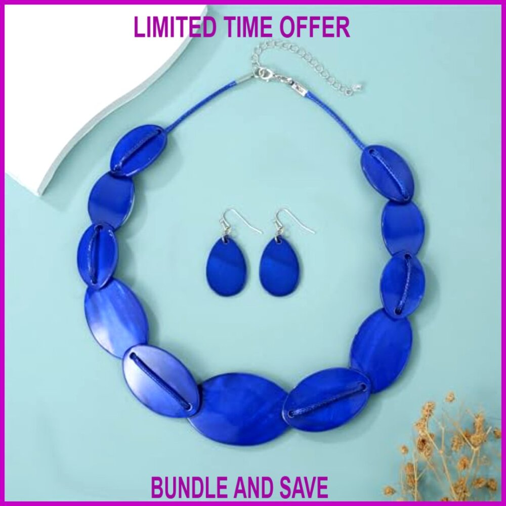 Large Chunky Geometric Statement Necklace Earring… - image 2